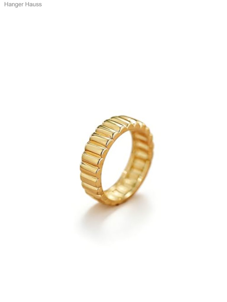 14k Gold Plated Stackable Ring For Women, Chunky Statement Band, Non Tarnish,